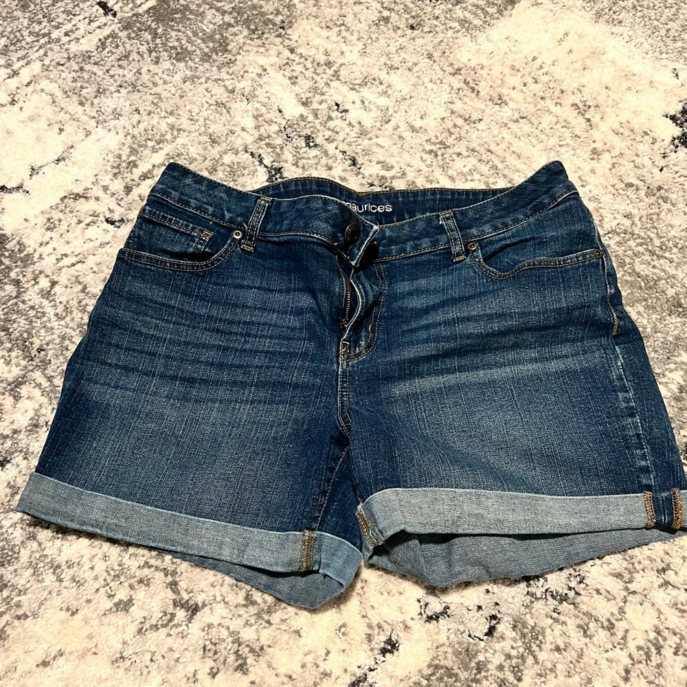 Maurices Blue Jean Shorts with Cuffed Hems